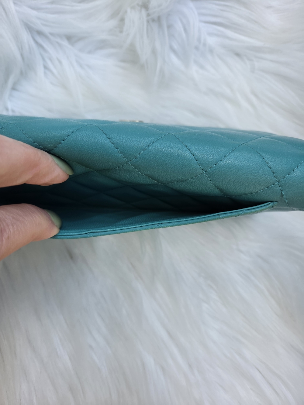 Chanel Quilted Calfskin Leather Flap Wallet Turquoise - Picture 9 of 12